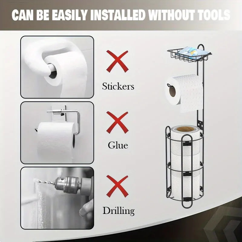 Stainless Steel Rustproof Floor Toilet Paper Holder Stand