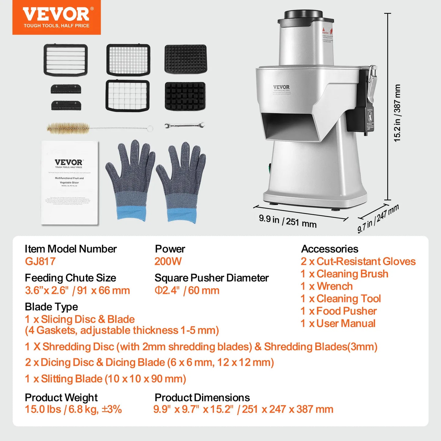 SucceBuy 4-in-1 Electric Vegetable Slicer And Chopper