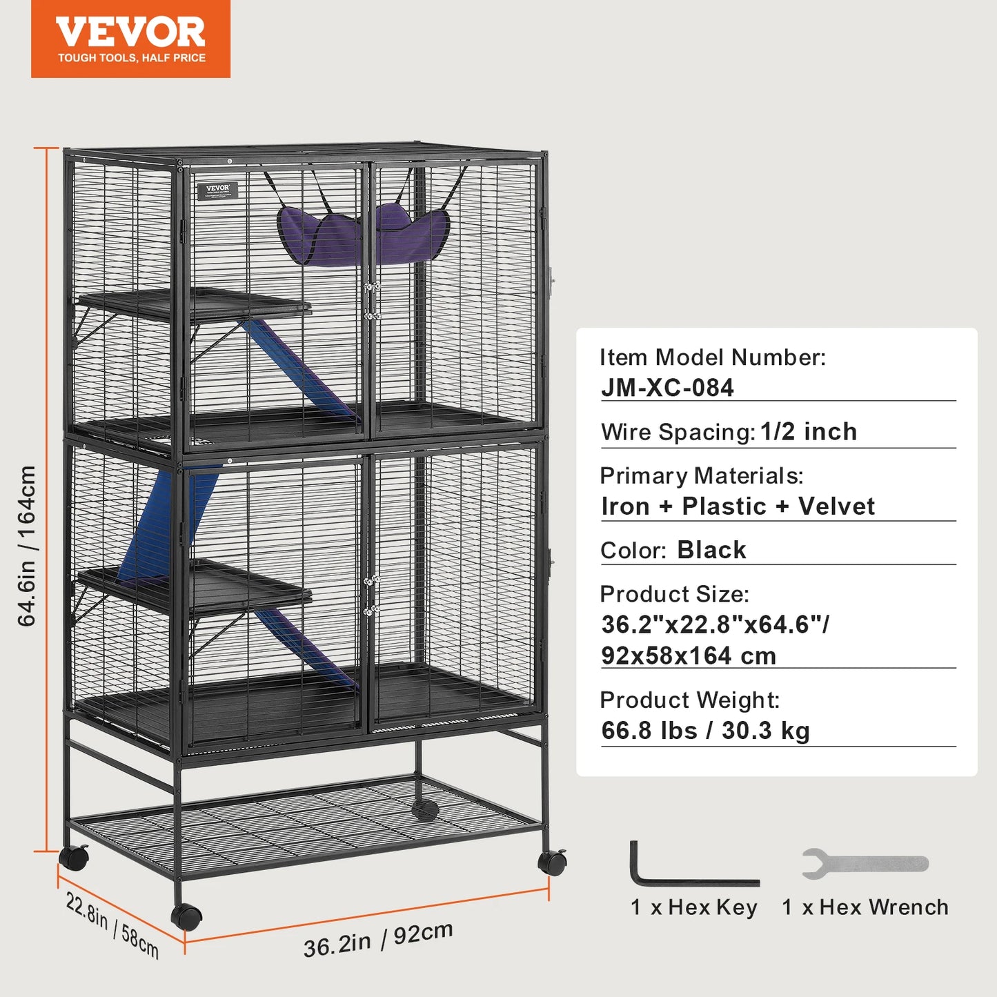 SucceBuy Rolling Metal Ferret Cage 4-Tier Critter Nation