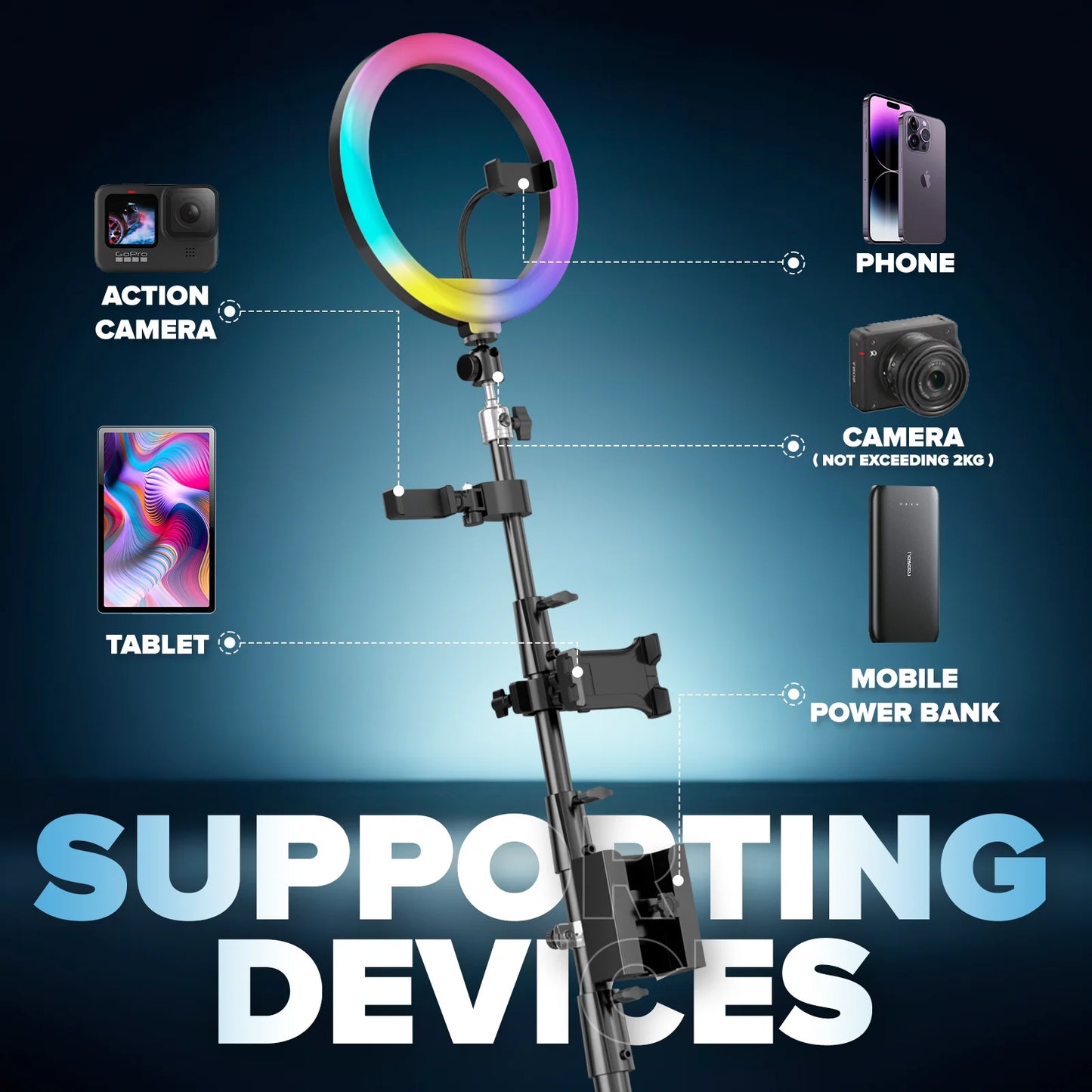 360 Photo Booth Rotating Platform RGB Ring Light