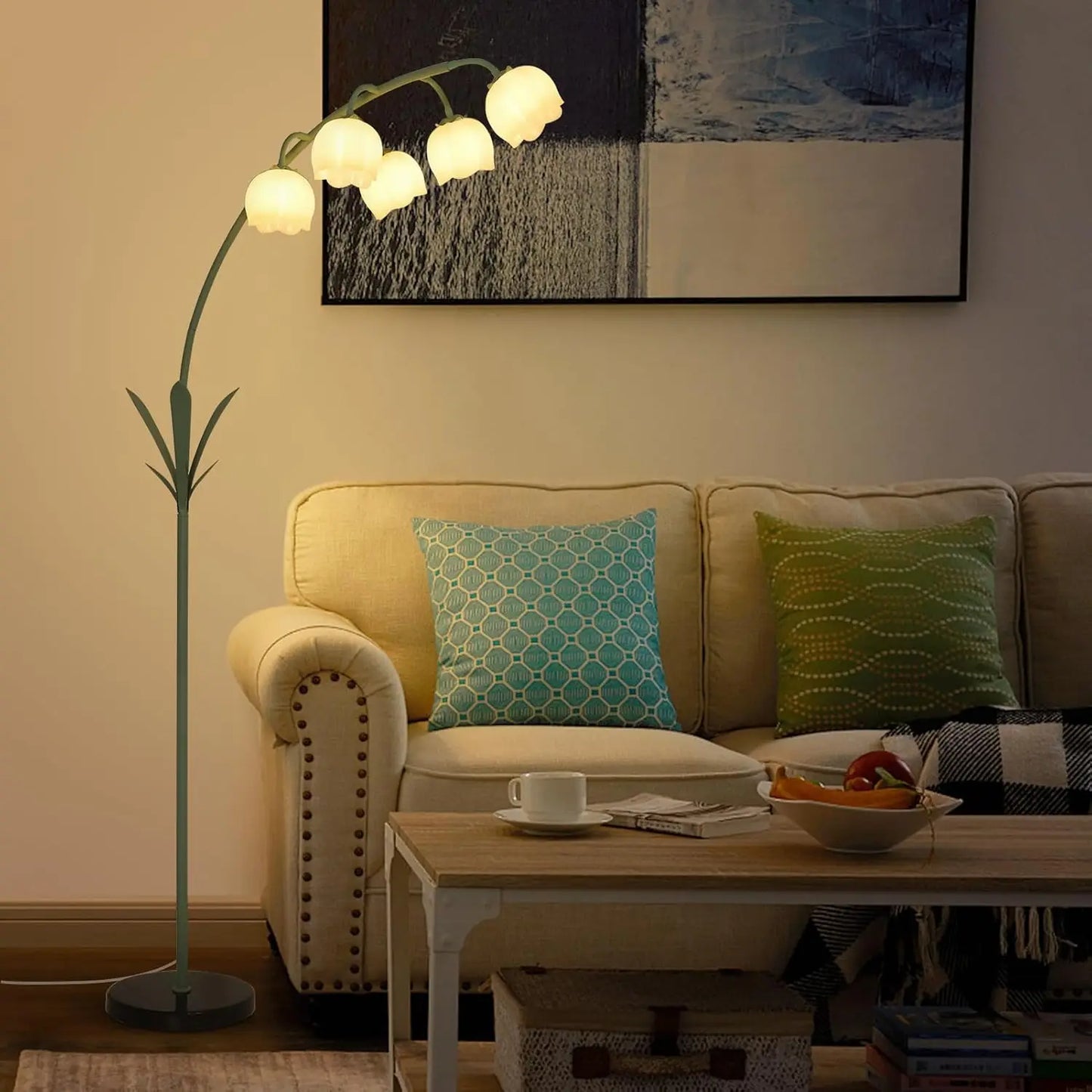 Arc Flower Floor Lamp With 5 LED Bulbs Foot Switch