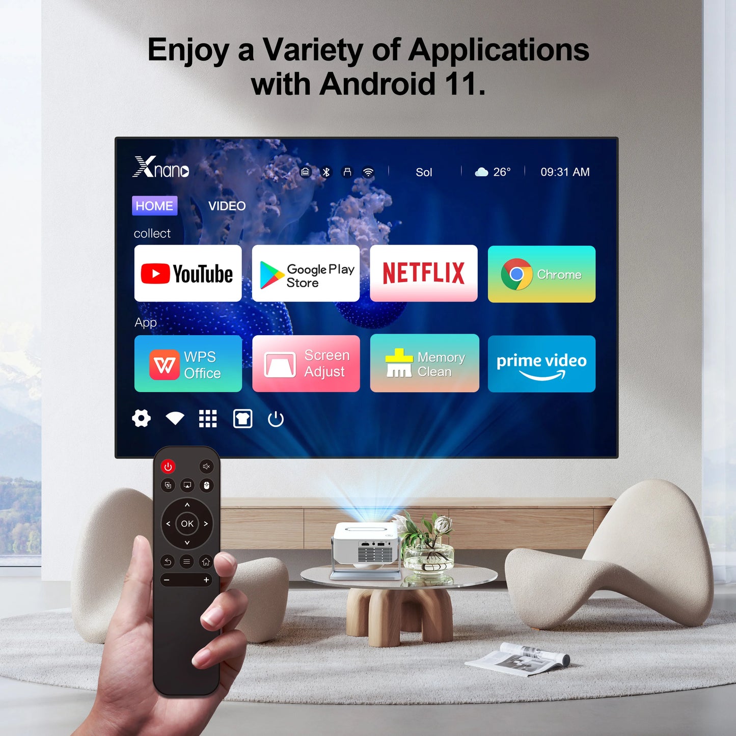 XNANO HA109 Mini Projector Android WiFi BT 5.0 Home Cinema