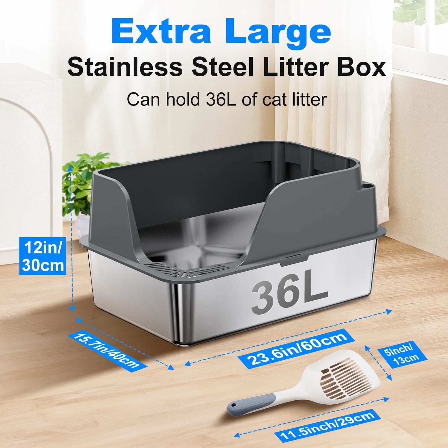 Stainless Steel Cat Litter Box Splash-Proof And Leak-Proof Design