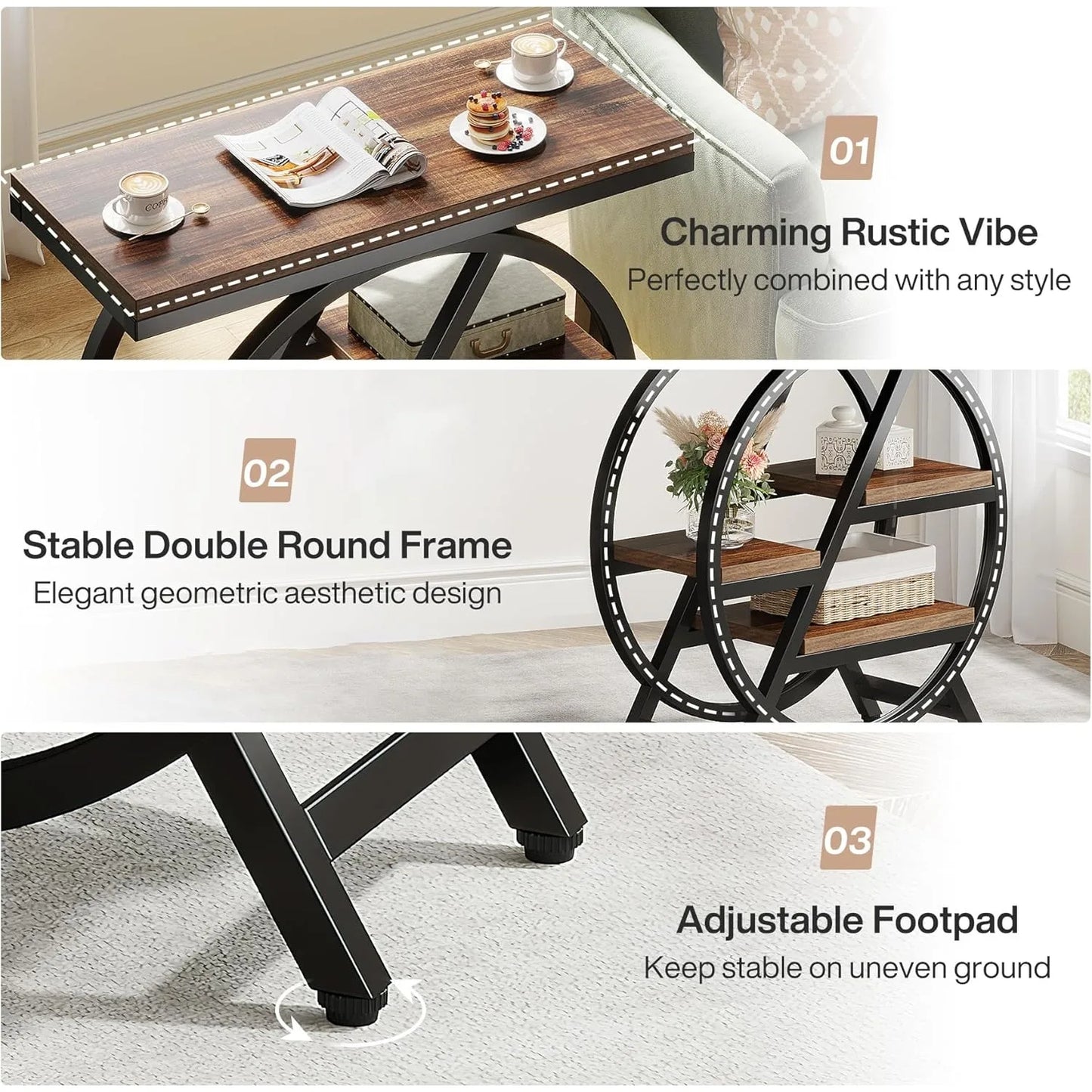 Little Tree 3-Tier Narrow Side Table With Storage