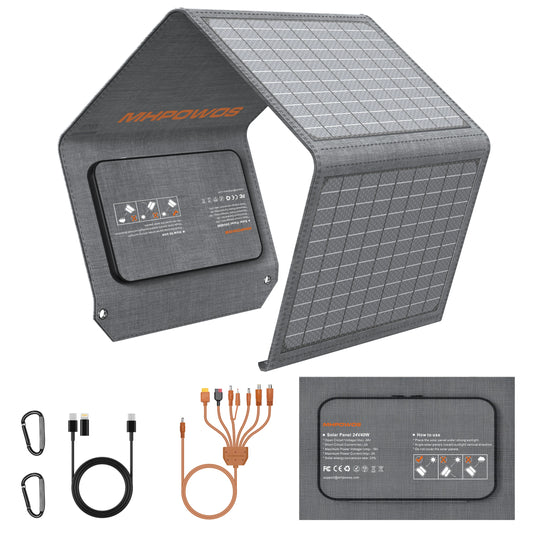 MHPOWOS 40W Foldable Solar Panel USB Charger Outdoor Camping