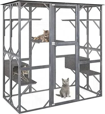 Outdoor Cat Enclosure Weatherproof Wooden Cage Playpen