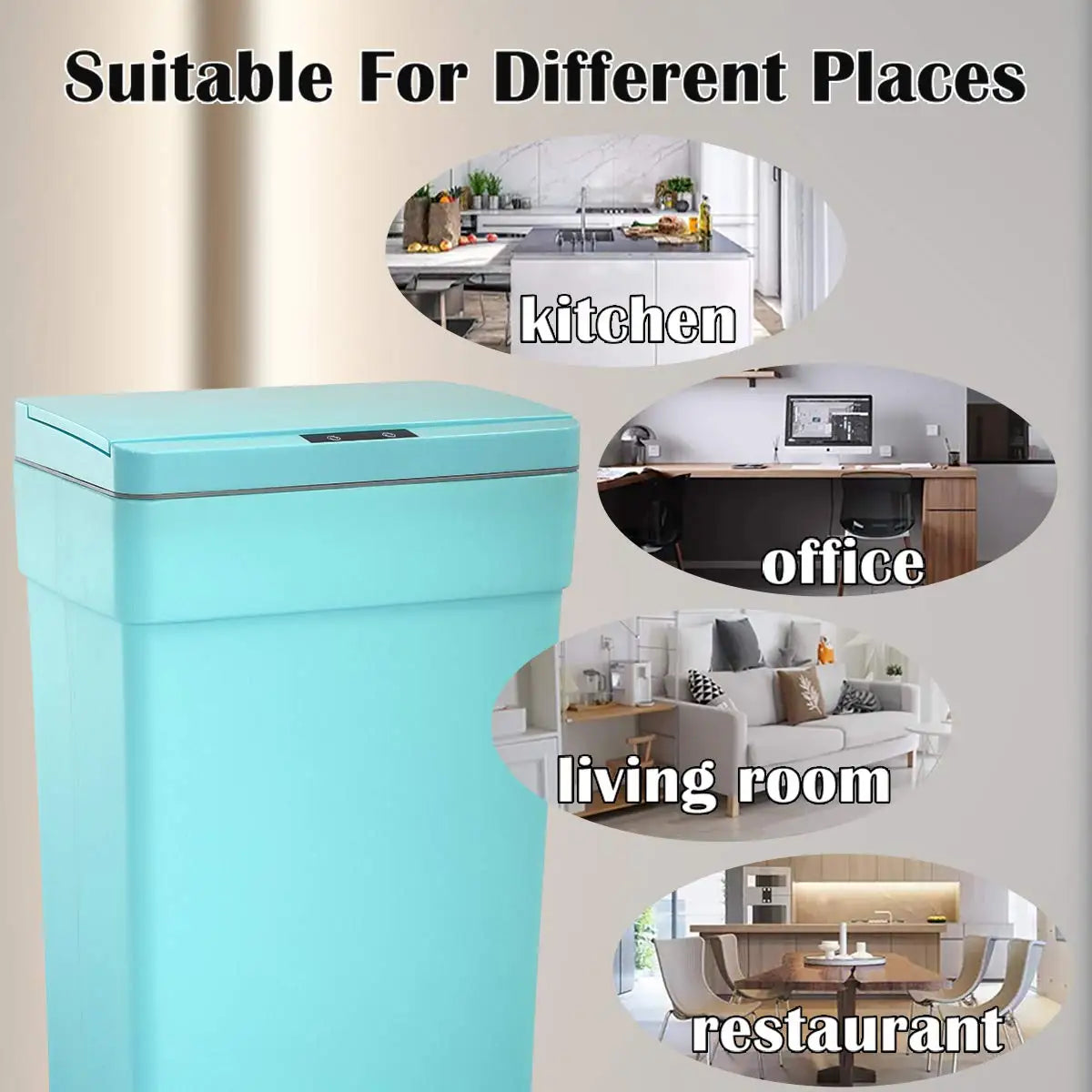 Touchless Motion Sensor Trash Can Plastic Kitchen Waste Bin