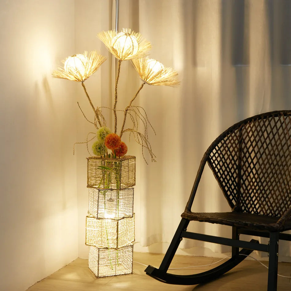 Modern Decorative Floor Lamp LED Rattan Tree Lantern