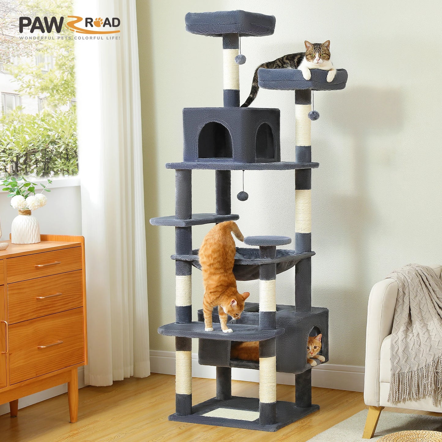 PAWZ Road Large Cat Tree Tower With Sisal Scratching Posts