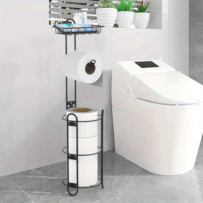 Stainless Steel Rustproof Floor Toilet Paper Holder Stand