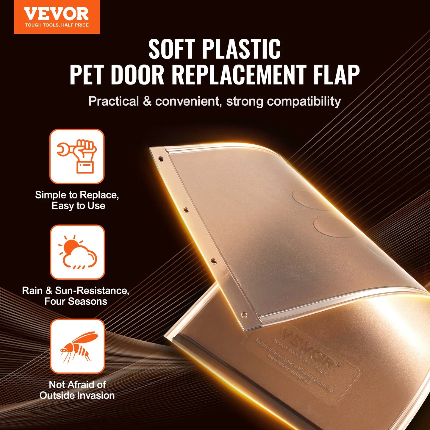 SucceBuy Pet Door Replacement Flap Magnetic Strip Weatherproof Thickened PVC