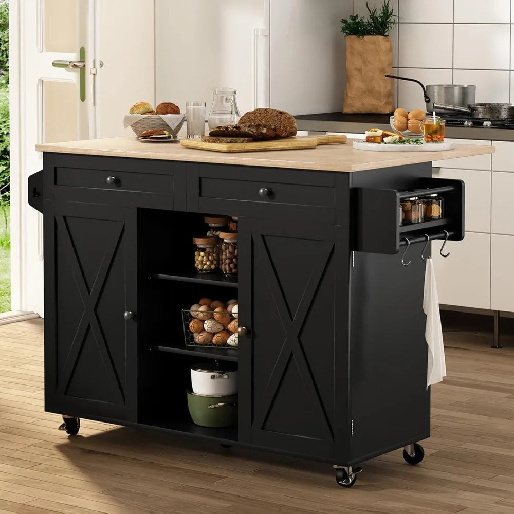 Kitchen Island On Wheels With Drop Leaf Countertop