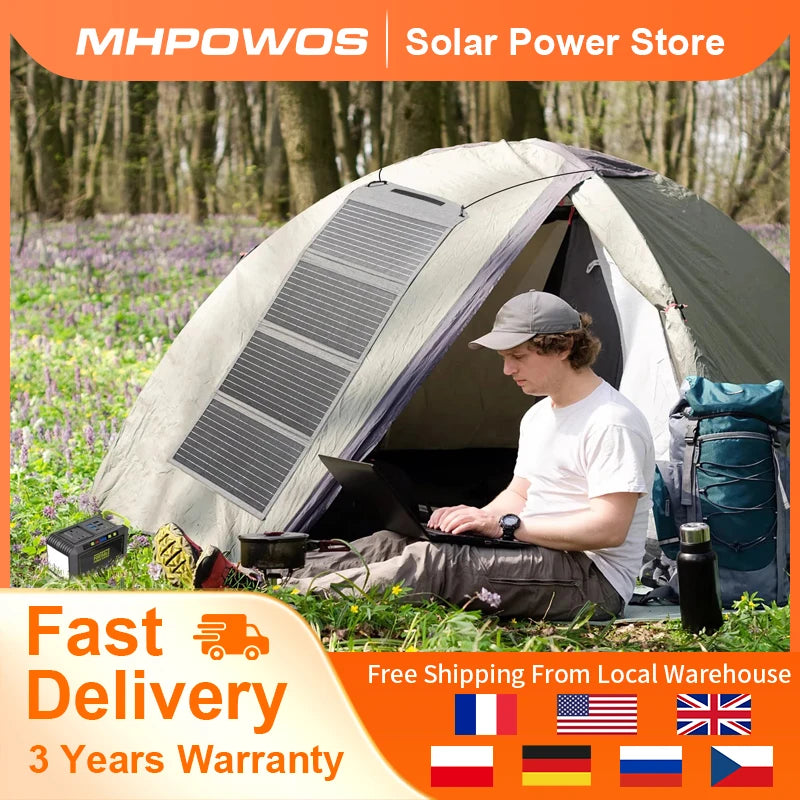 MHPOWOS 40W Foldable Solar Panel USB Charger Outdoor Camping
