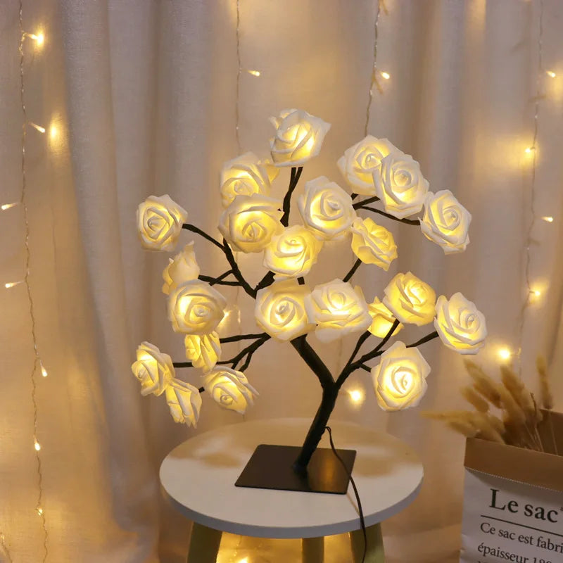 Shenzhitech LED Rose Tree Lights USB Table Lamp Home Decor