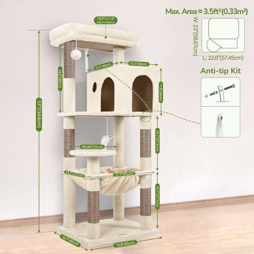GloCat Cat Tree Tower With Scratching Post And Condo