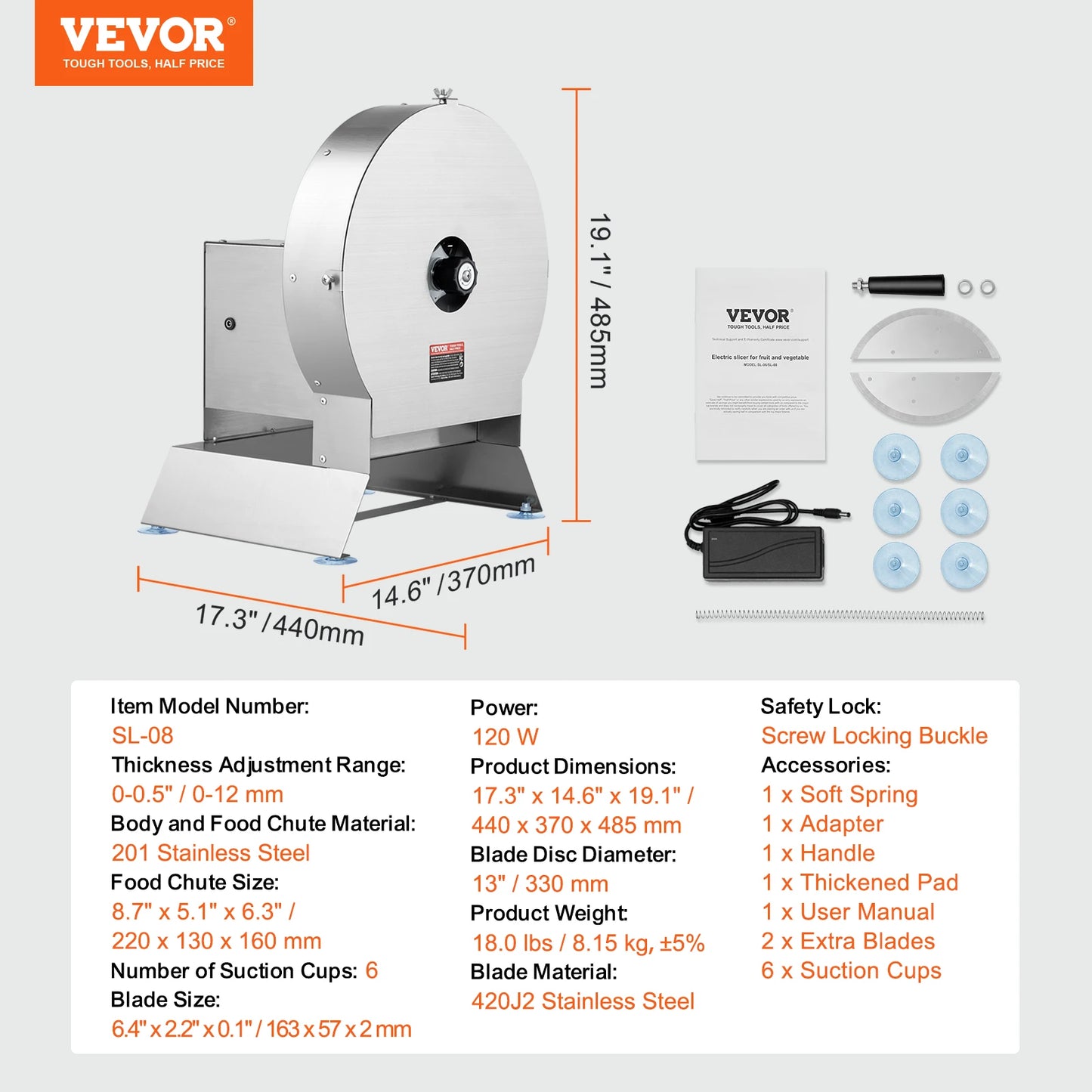 VEVOR Electric Vegetable Slicer With Adjustable Thickness