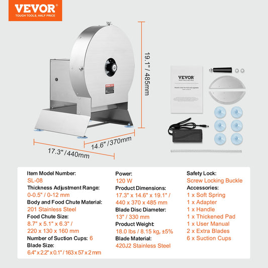 VEVOR Electric Vegetable Slicer With Adjustable Thickness
