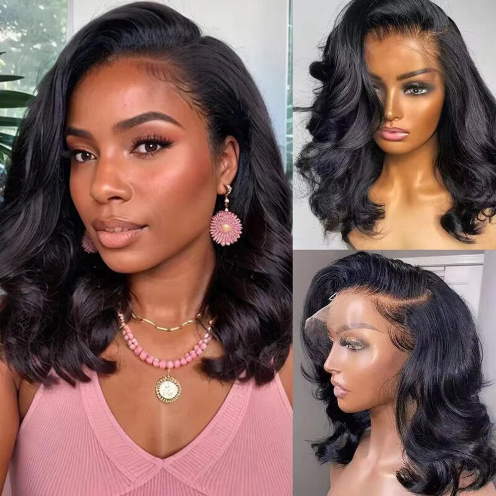ZZMDS Body Wave Short Bob Wig Lace Front Brazilian Hair