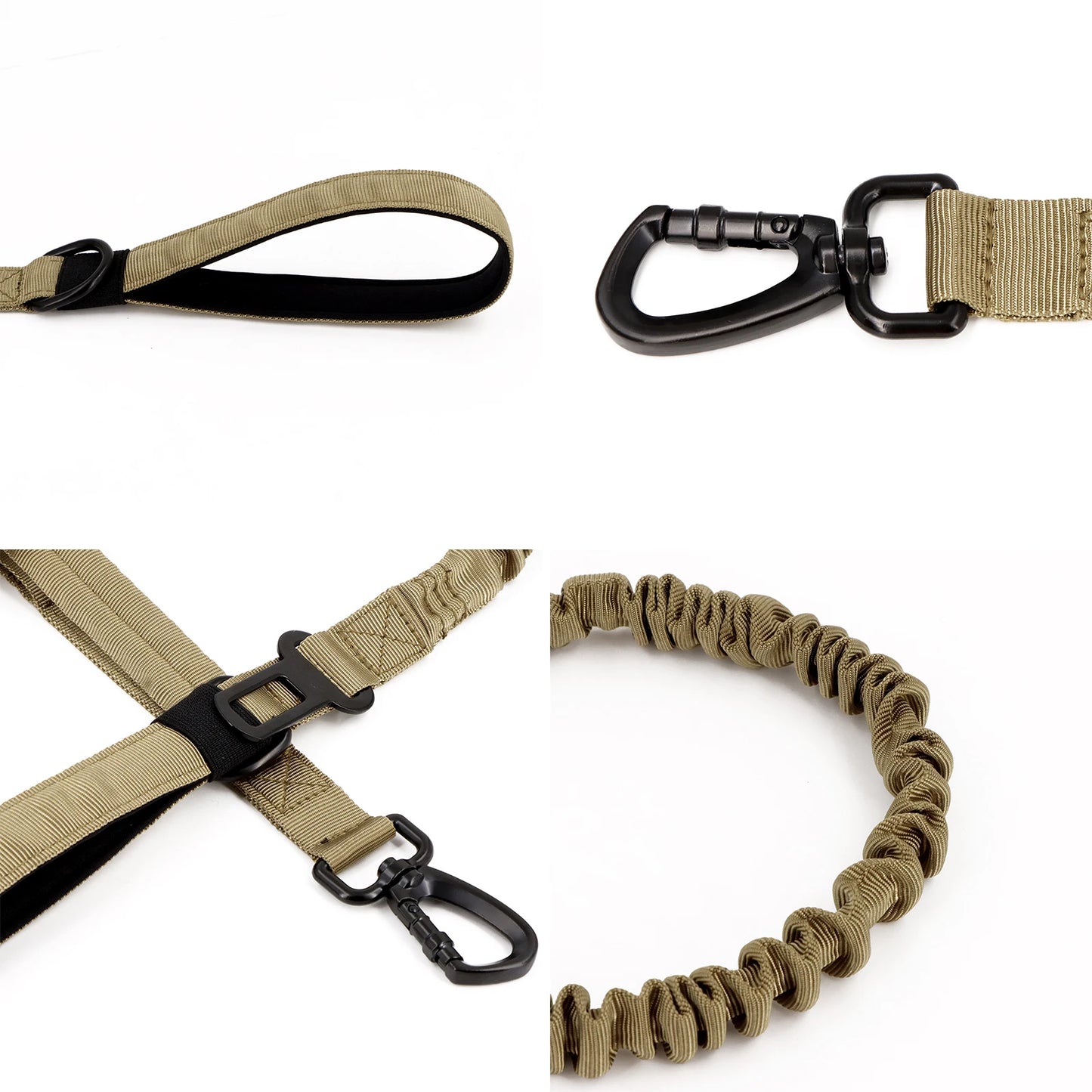 PETRAVELCN Military Dog Leash Adjustable Quick Release Dual Handle