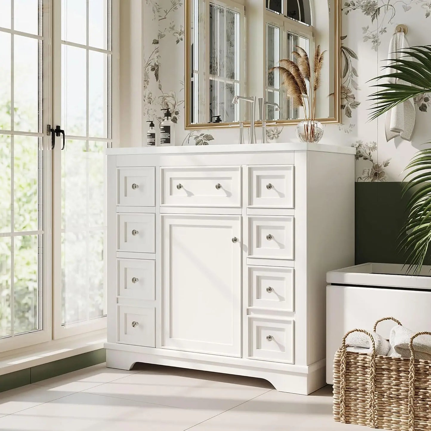 Bathroom Vanity Cabinet Sink Top Combo With Three Drawers