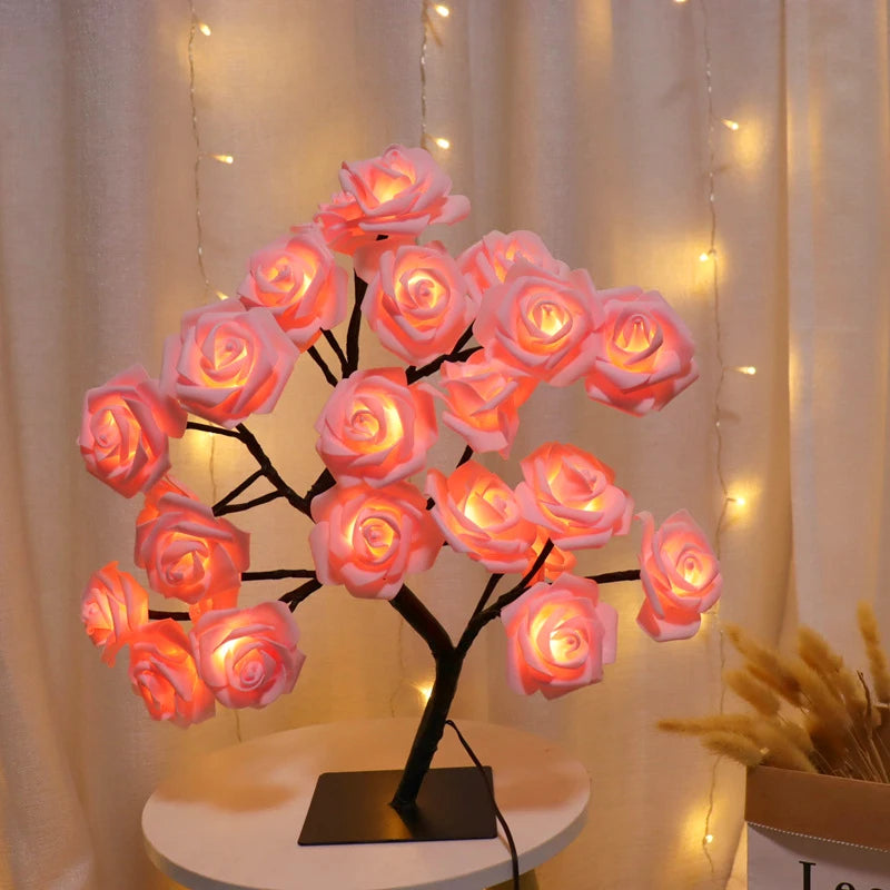 Shenzhitech LED Rose Tree Lights USB Table Lamp Home Decor