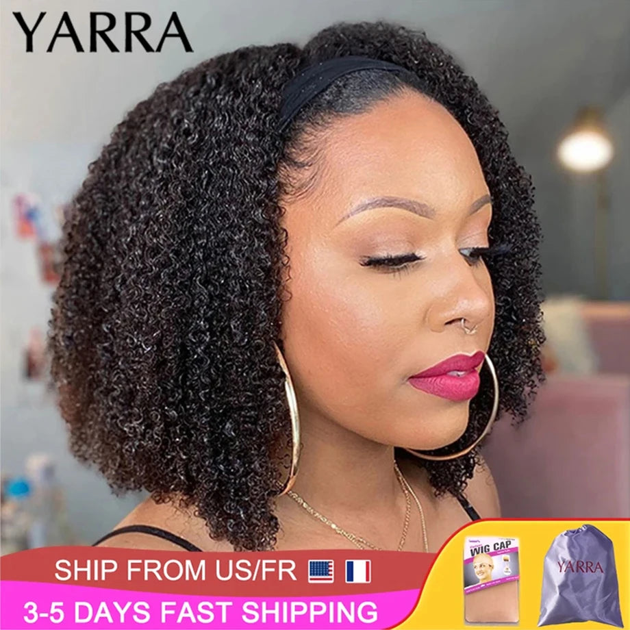YARRA Afro Kinky Curly Headband Wig Glueless Human Hair Remy Brazilian