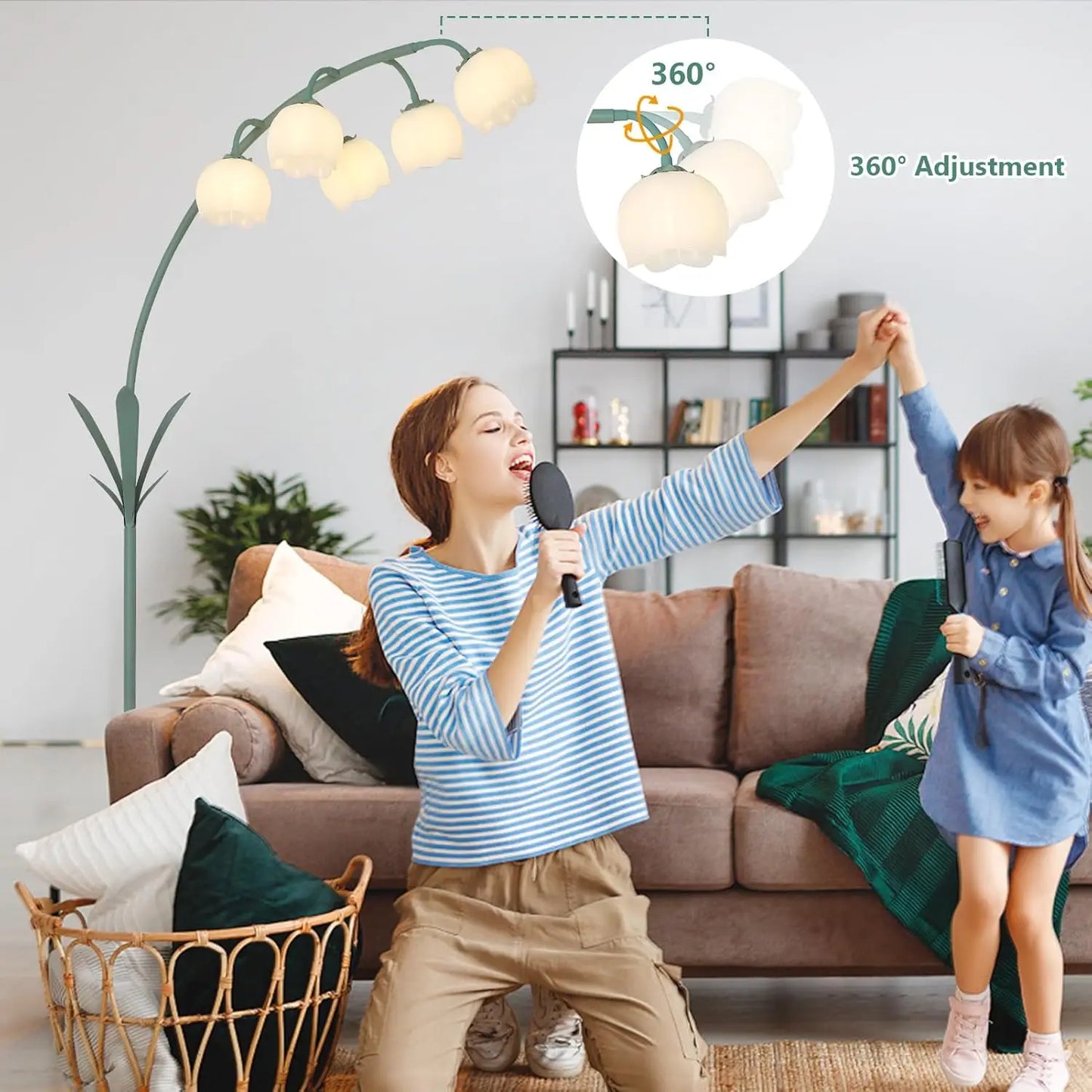 Arc Flower Floor Lamp With 5 LED Bulbs Foot Switch
