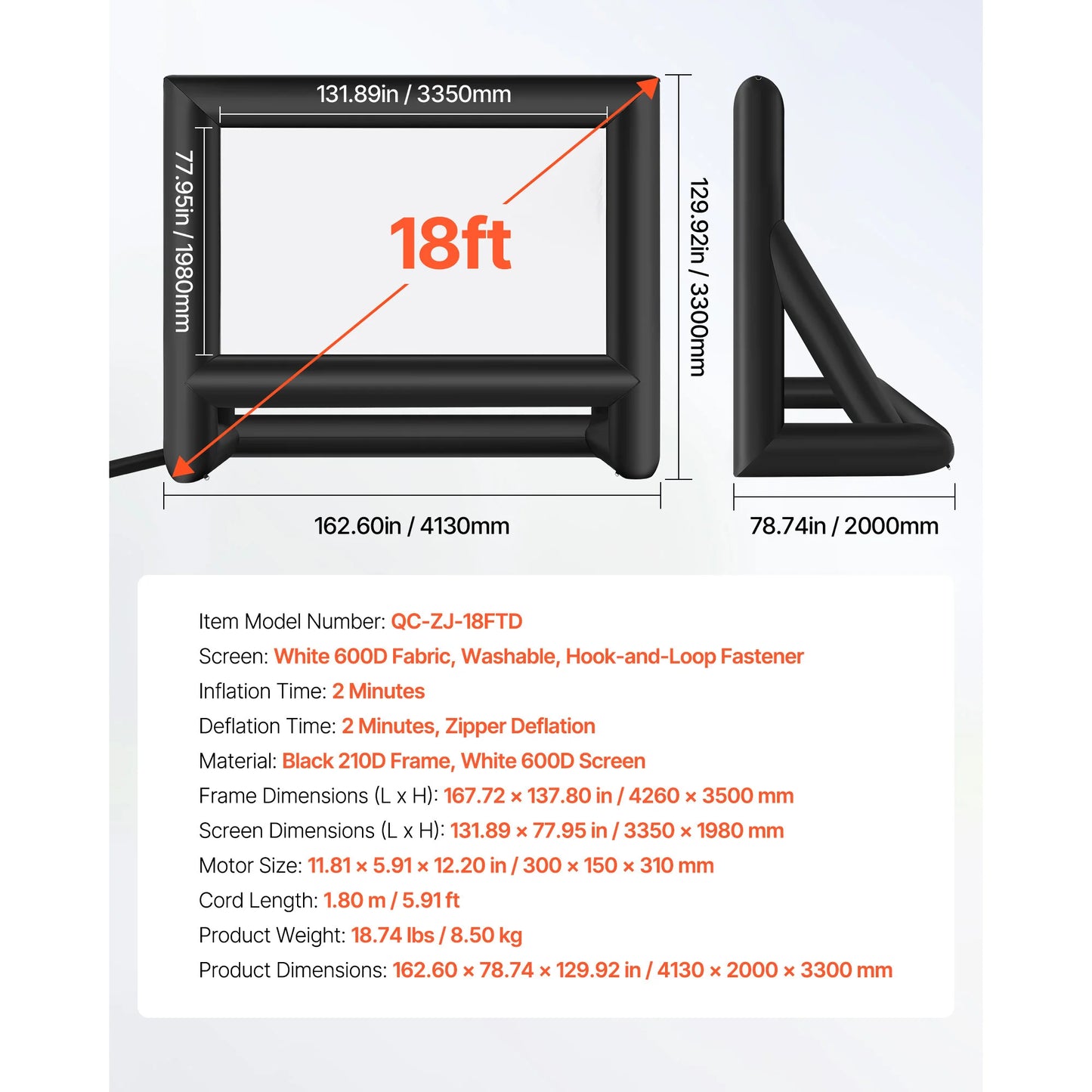 SucceBuy Inflatable Projector Screen With 120W Air Blower For Outdoor Theater