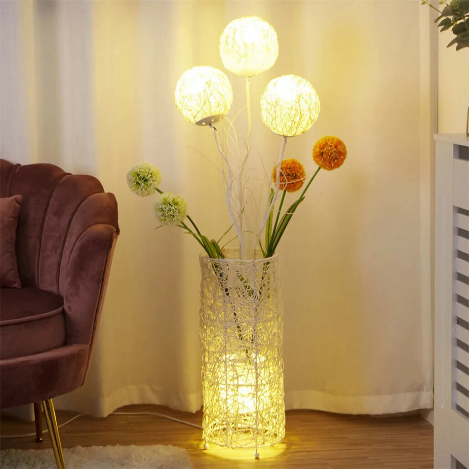 Modern Decorative Floor Lamp LED Rattan Tree Lantern