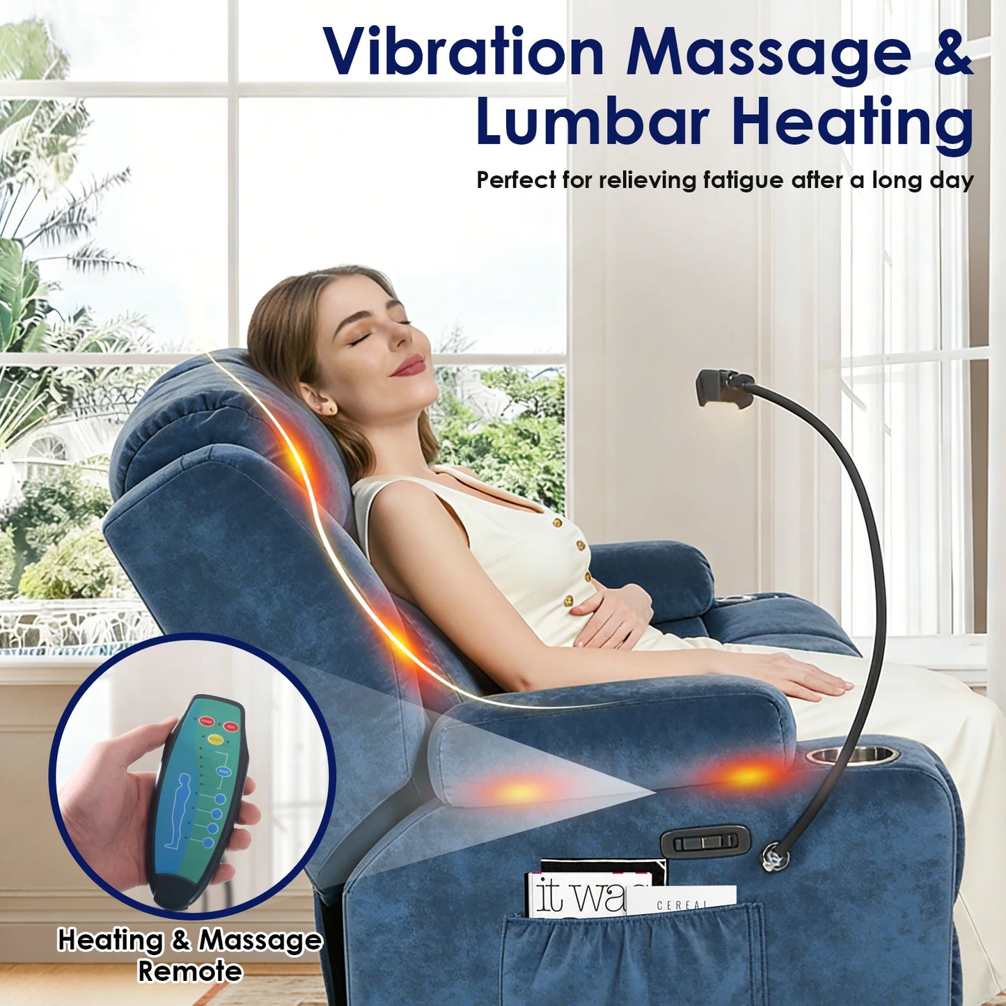 Redlife Dual Motor Electric Recliner Loveseat Sofa With Massage Heat