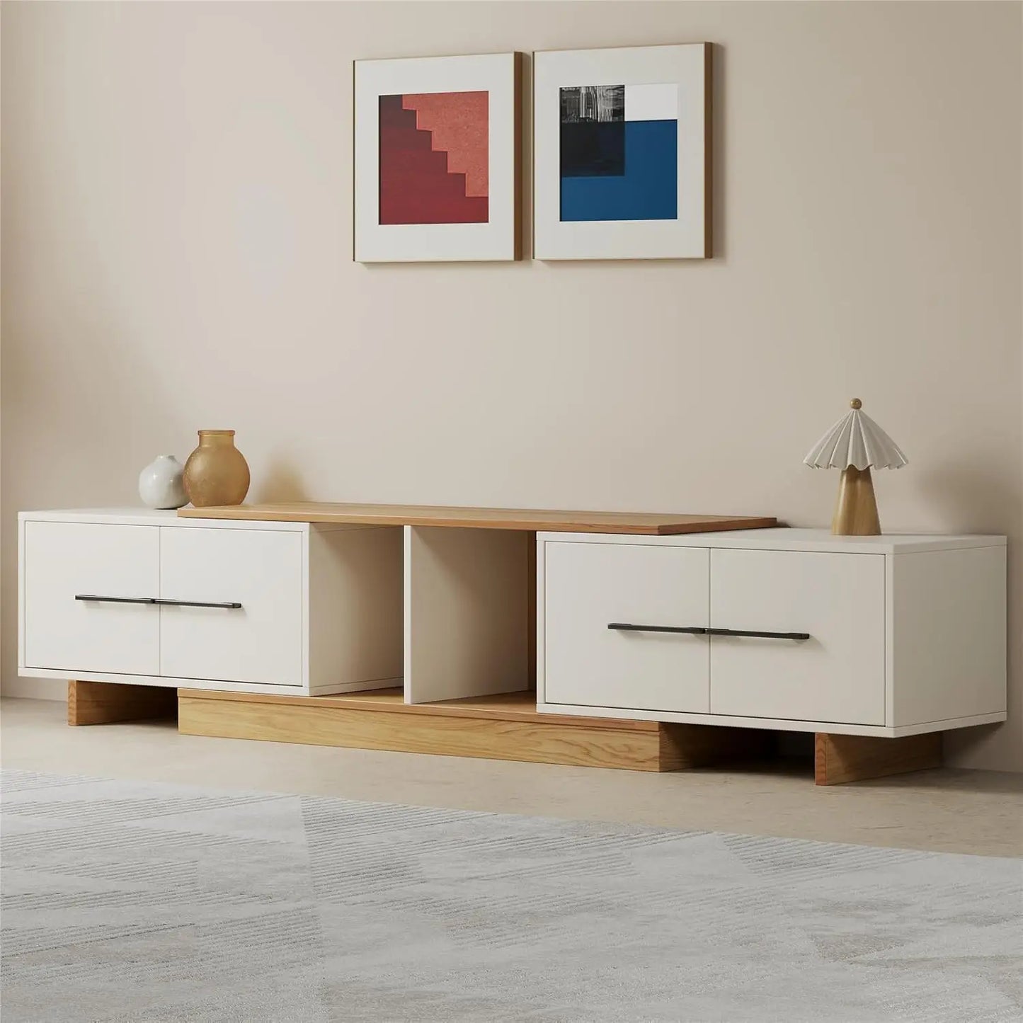 GUOHE Extendable TV Stand Modern Entertainment Center With Cabinets