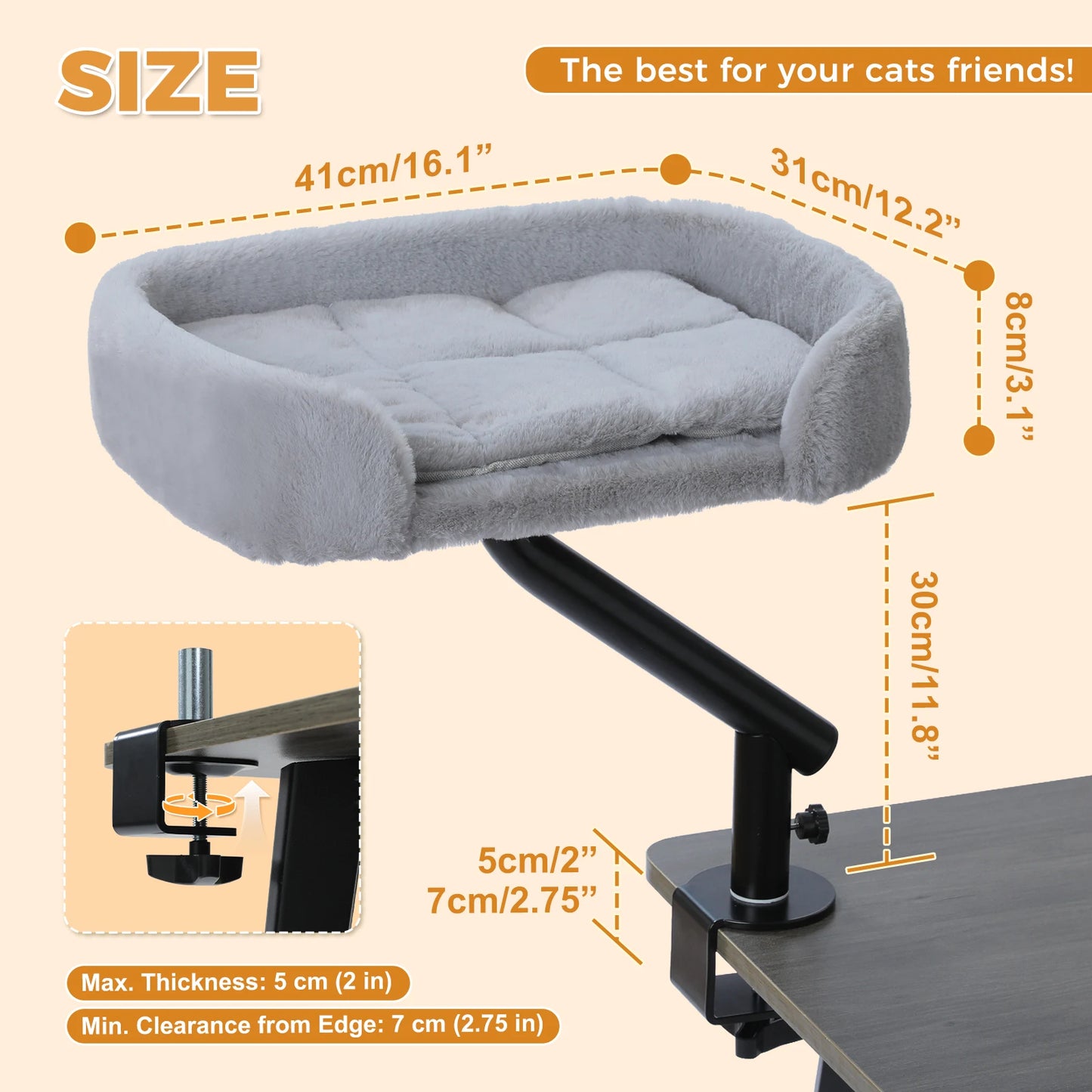 PAWZ Road Cat Desk Bed 360 Rotatable Stand Cozy Hammock