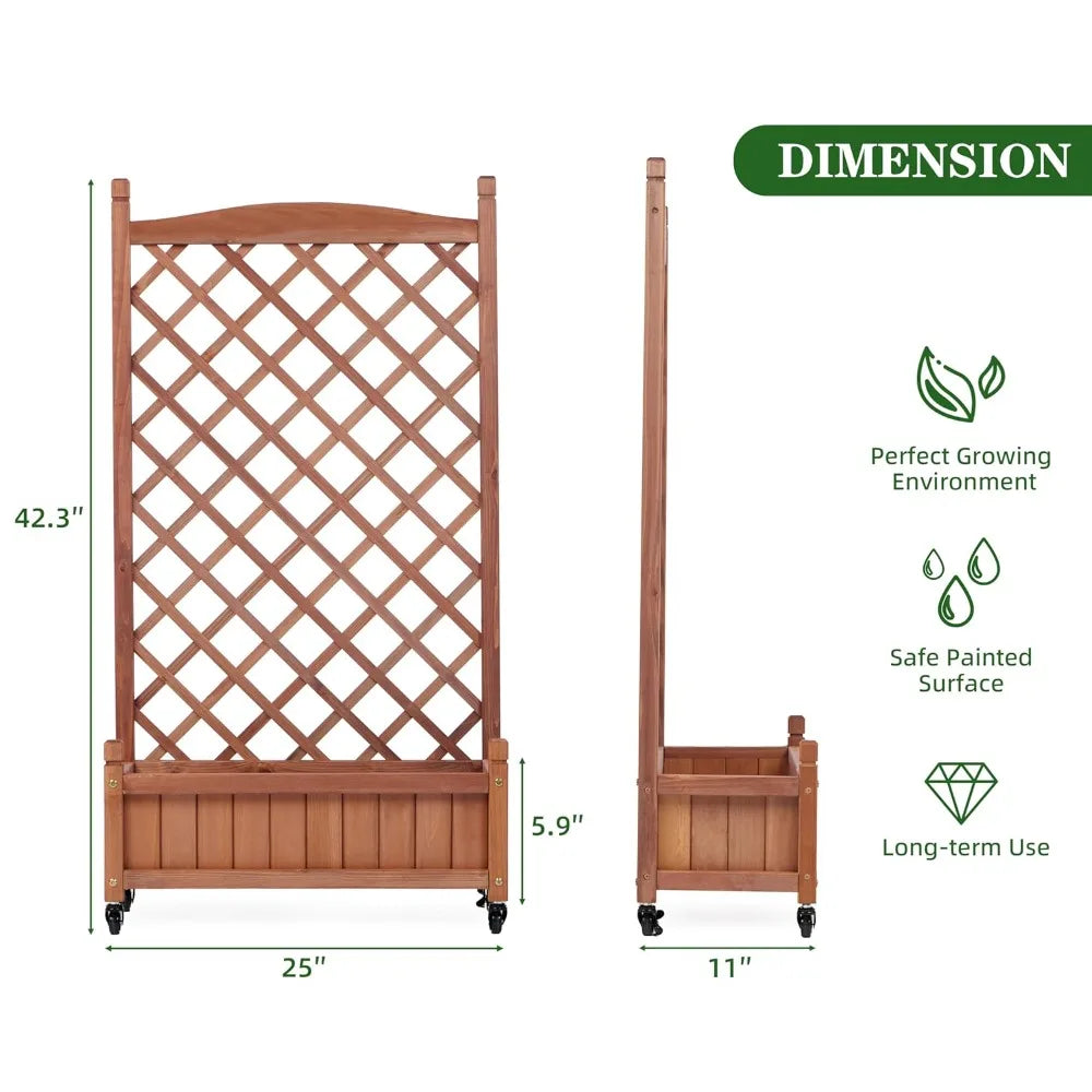 Raised Garden Bed With Trellis Twin Pack Outdoor Wood Planters