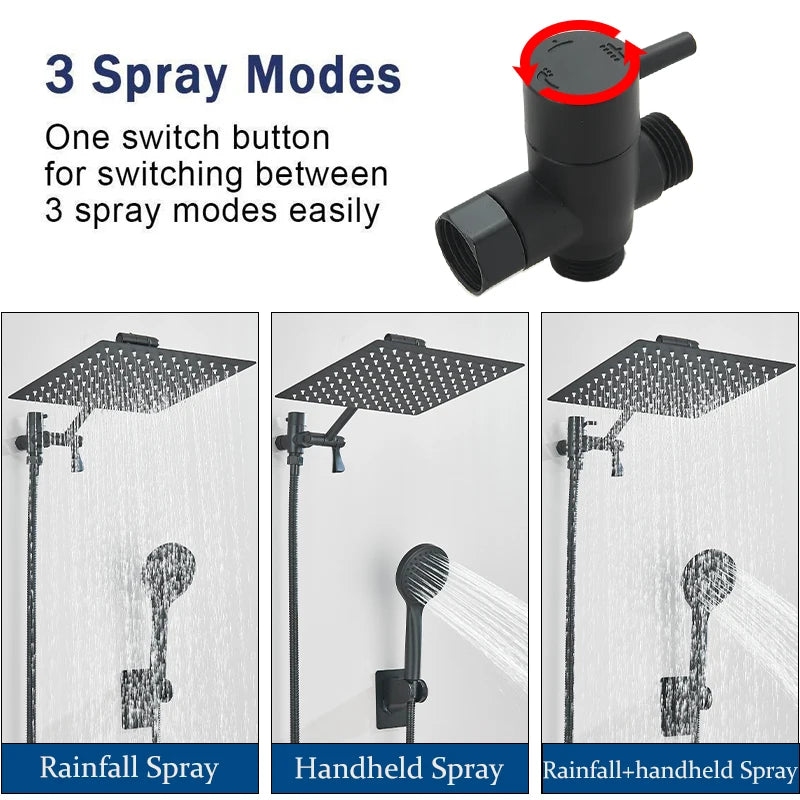 Dfrkjhre Concealed Shower Set With Rainfall Head And Long Hose