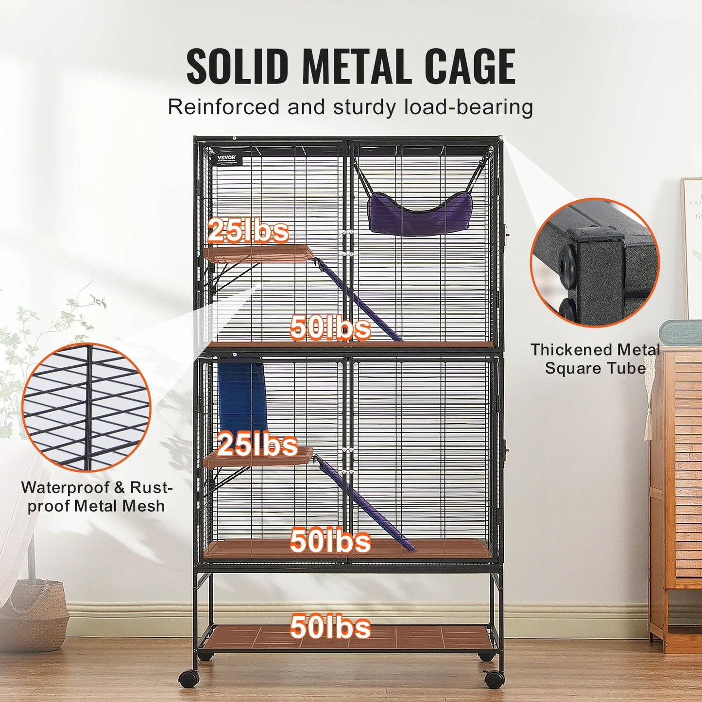SucceBuy Rolling Metal Ferret Cage 4-Tier Critter Nation