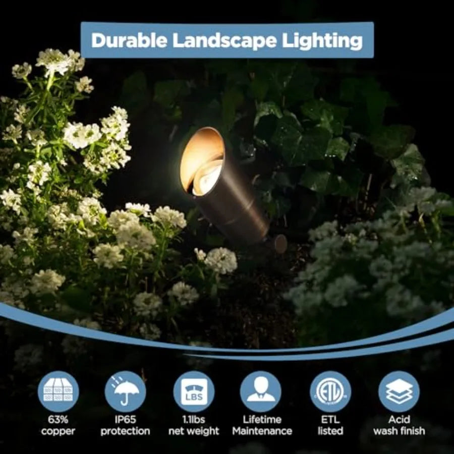 Solid Brass Outdoor Landscape Spotlight 12V LED Waterproof Up Lighting