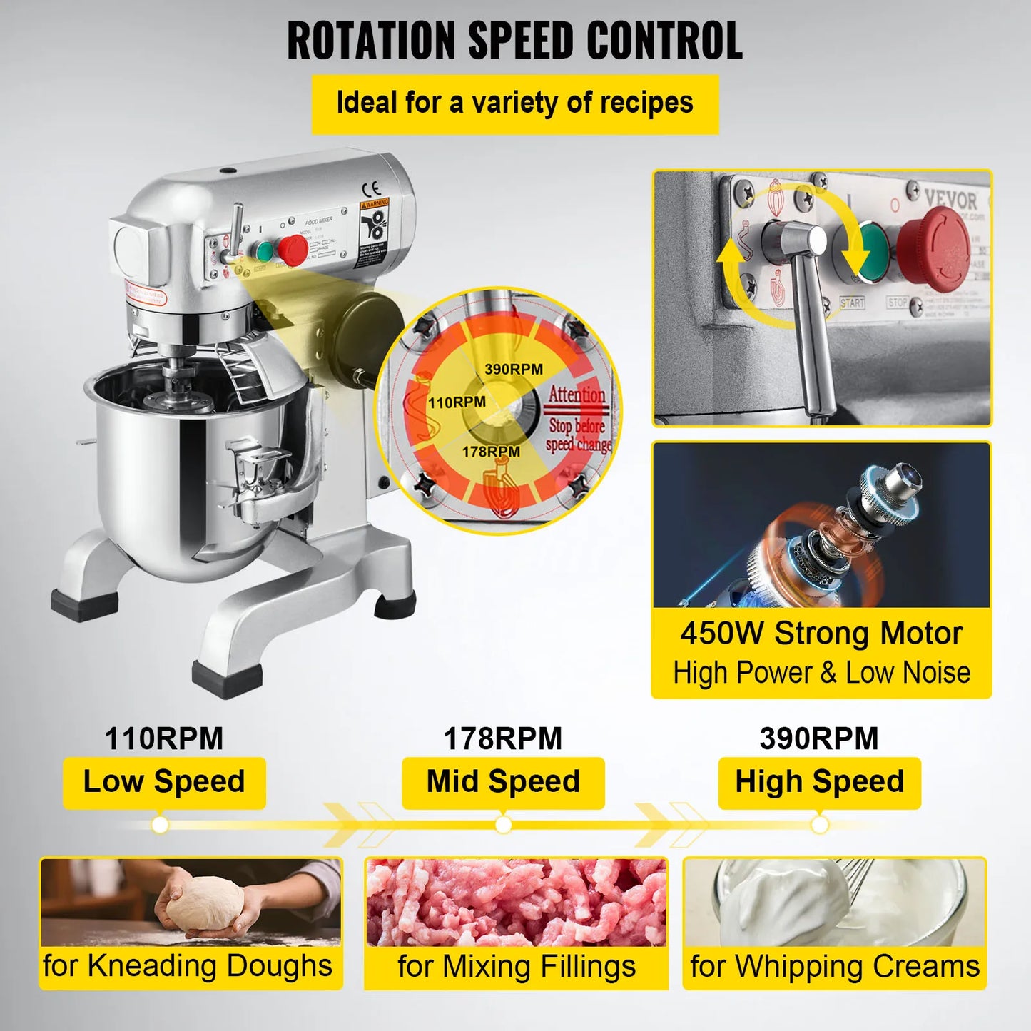 SucceBuy Electric Dough Machine Stainless Steel Mixer