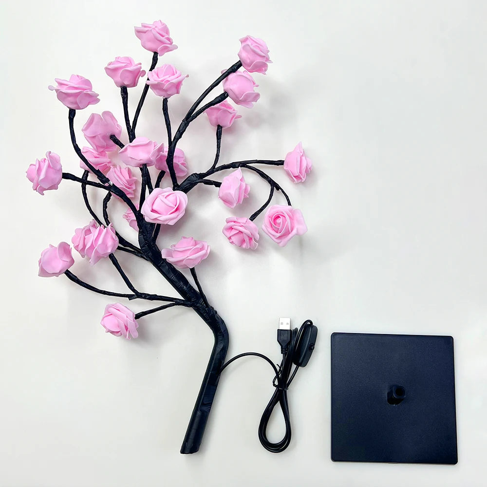 Shenzhitech LED Rose Tree Lights USB Table Lamp Home Decor