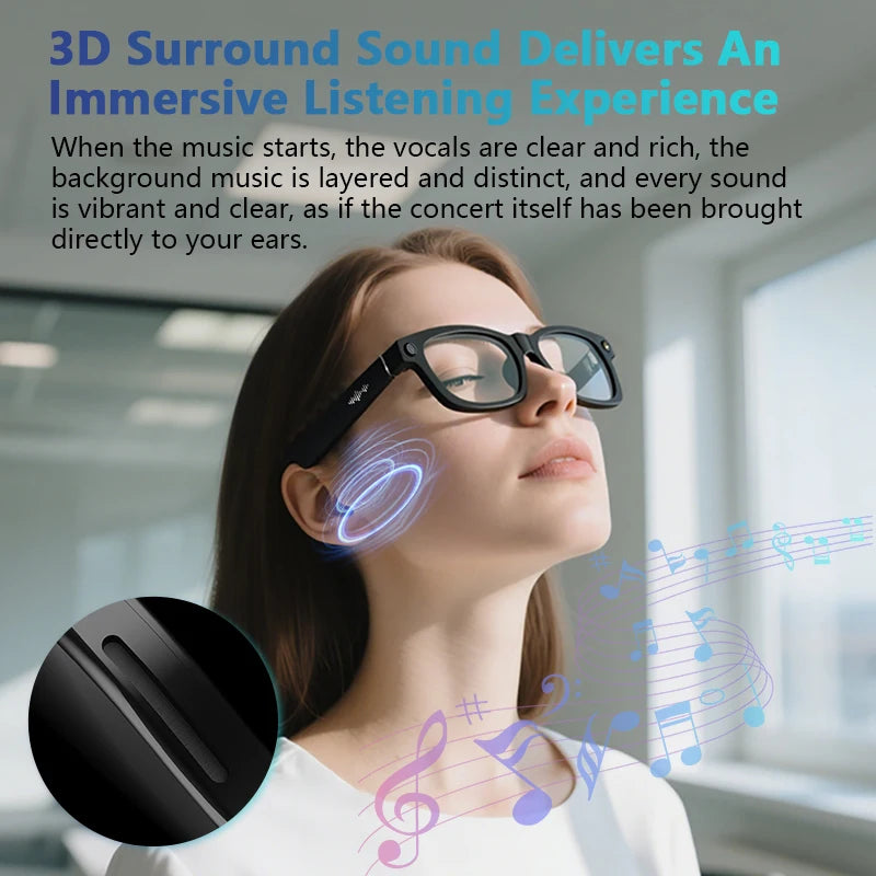 iowodo AI Smart Glasses With 2K Camera Bluetooth Voice Assistant