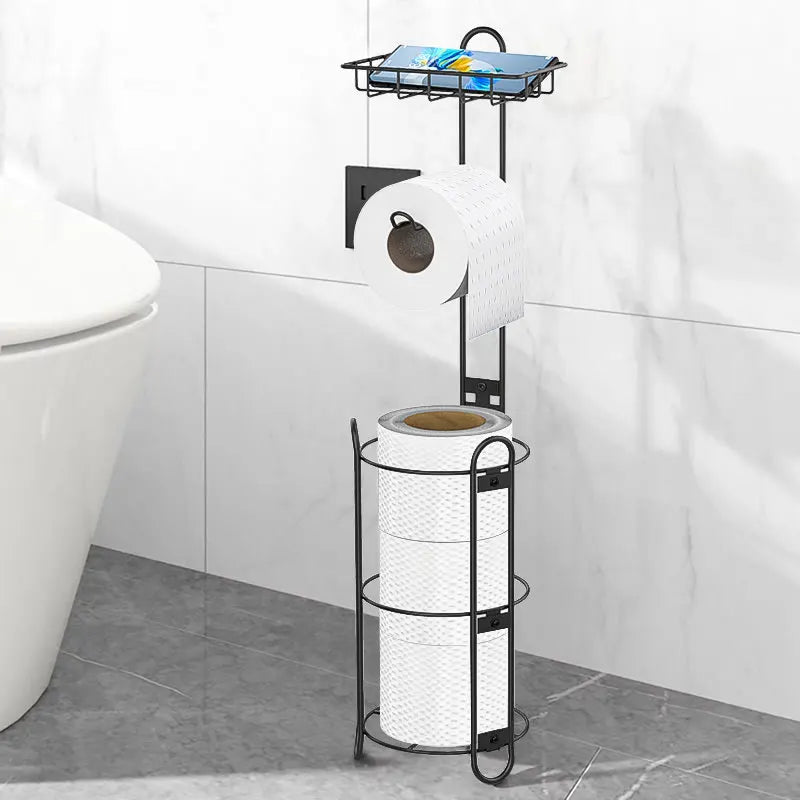 Stainless Steel Rustproof Floor Toilet Paper Holder Stand