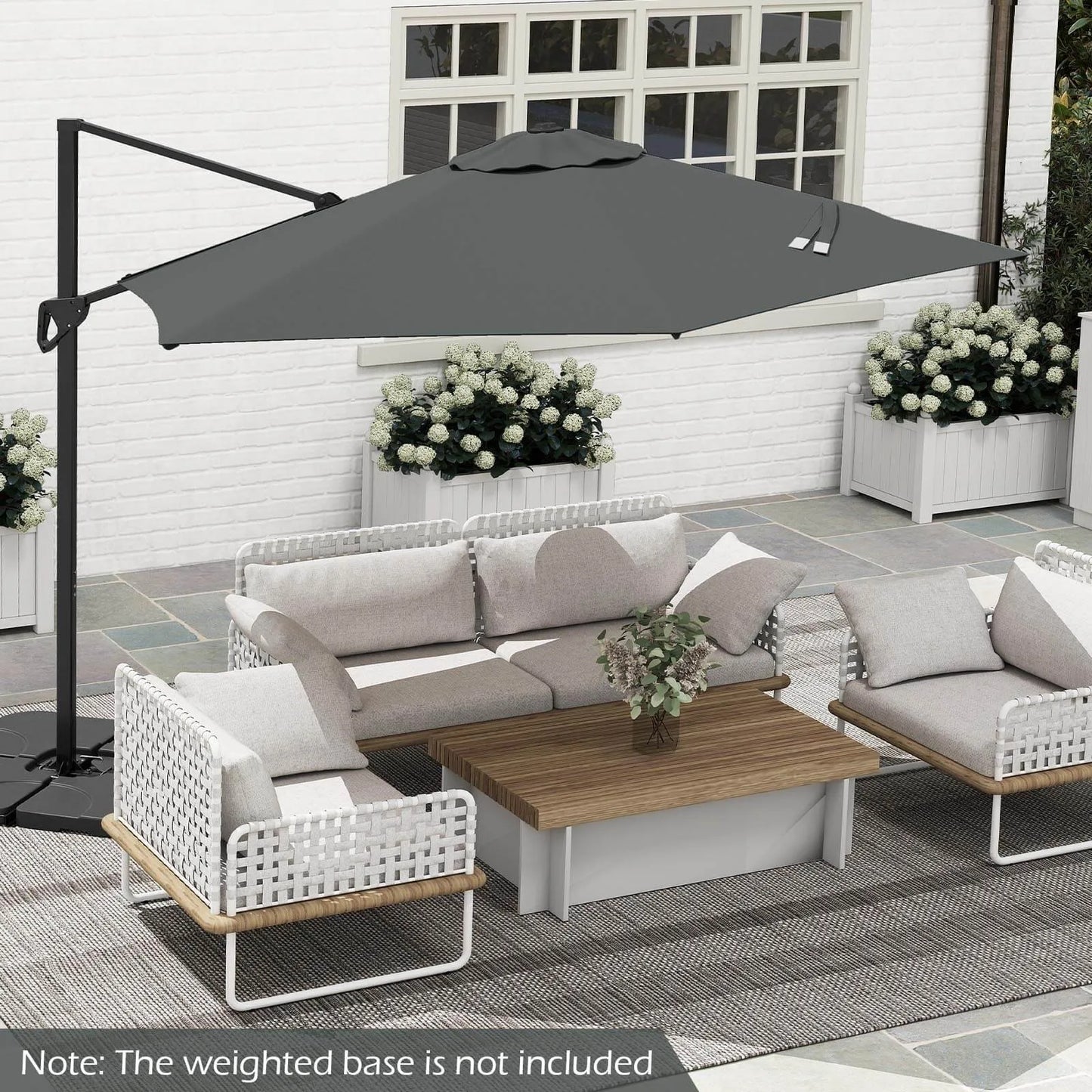 Patio Cantilever Umbrella With Sun Protective Canopy