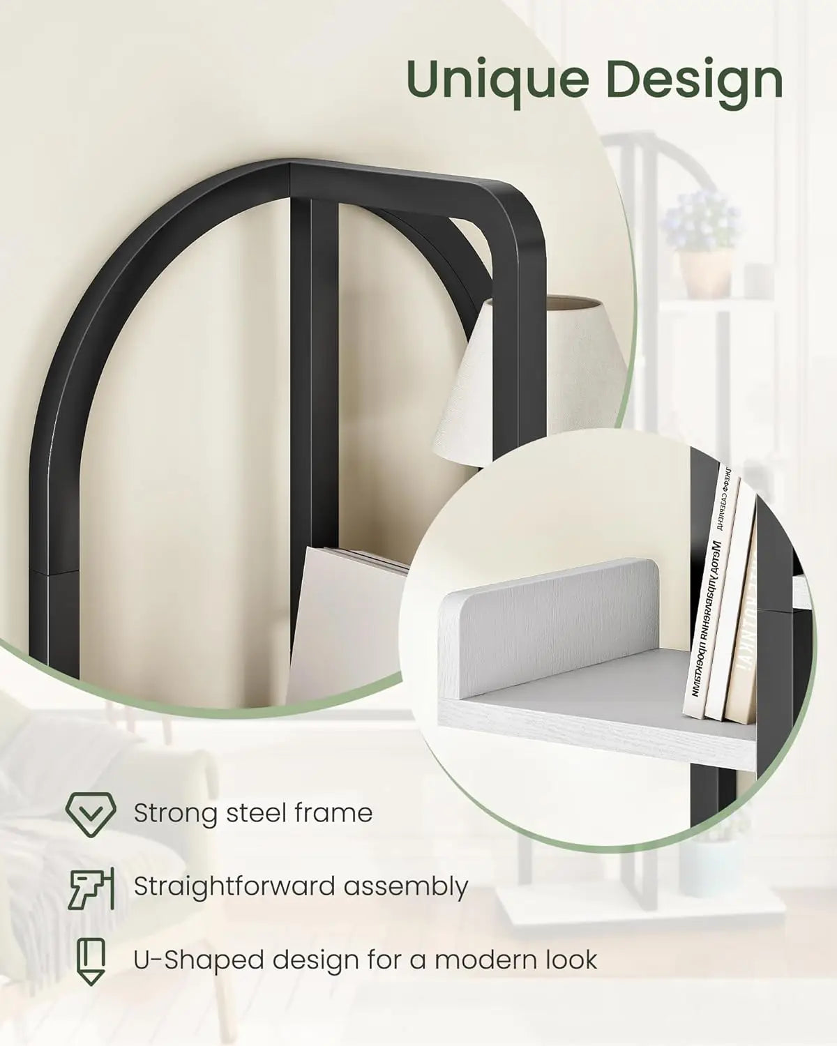 Curved 6-Tier Corner Bookshelf With Anti-Tip Kit For Living Room