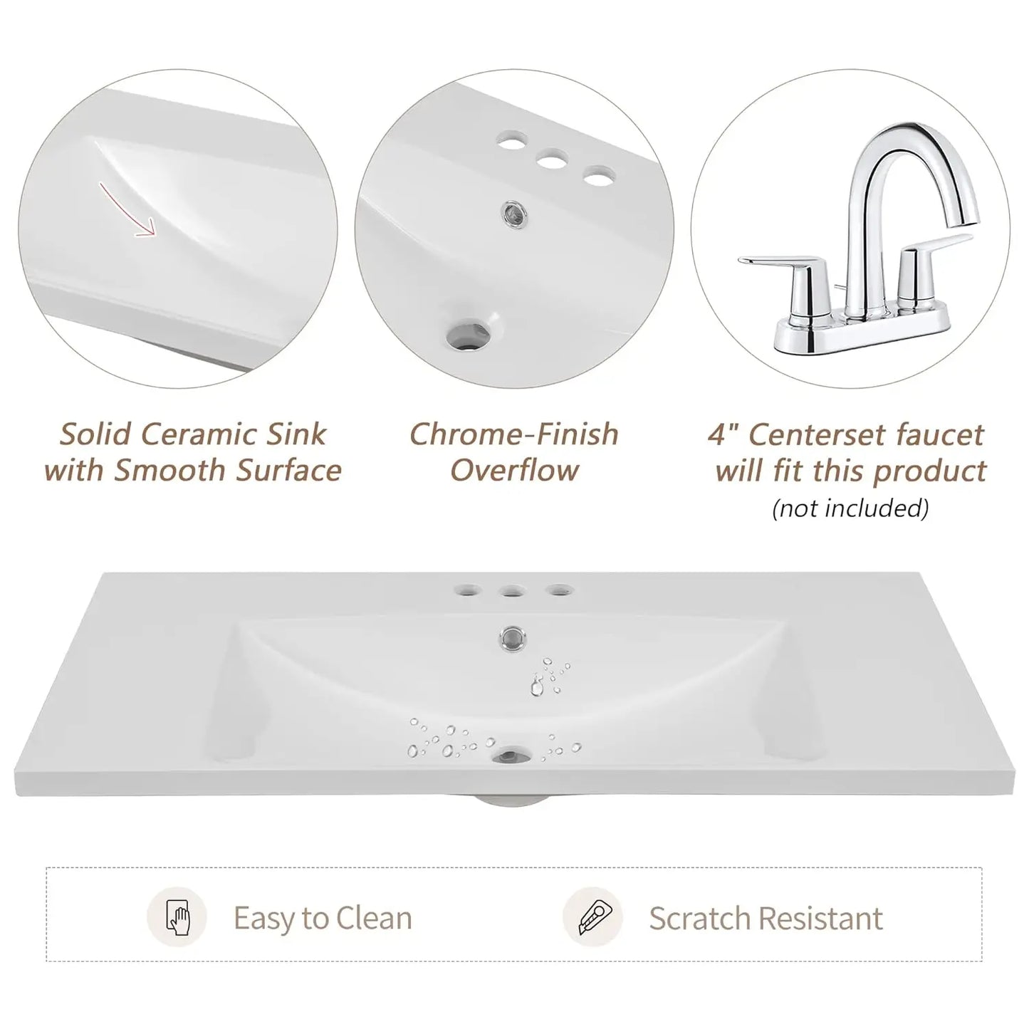 Bathroom Vanity Cabinet Sink Top Combo With Three Drawers