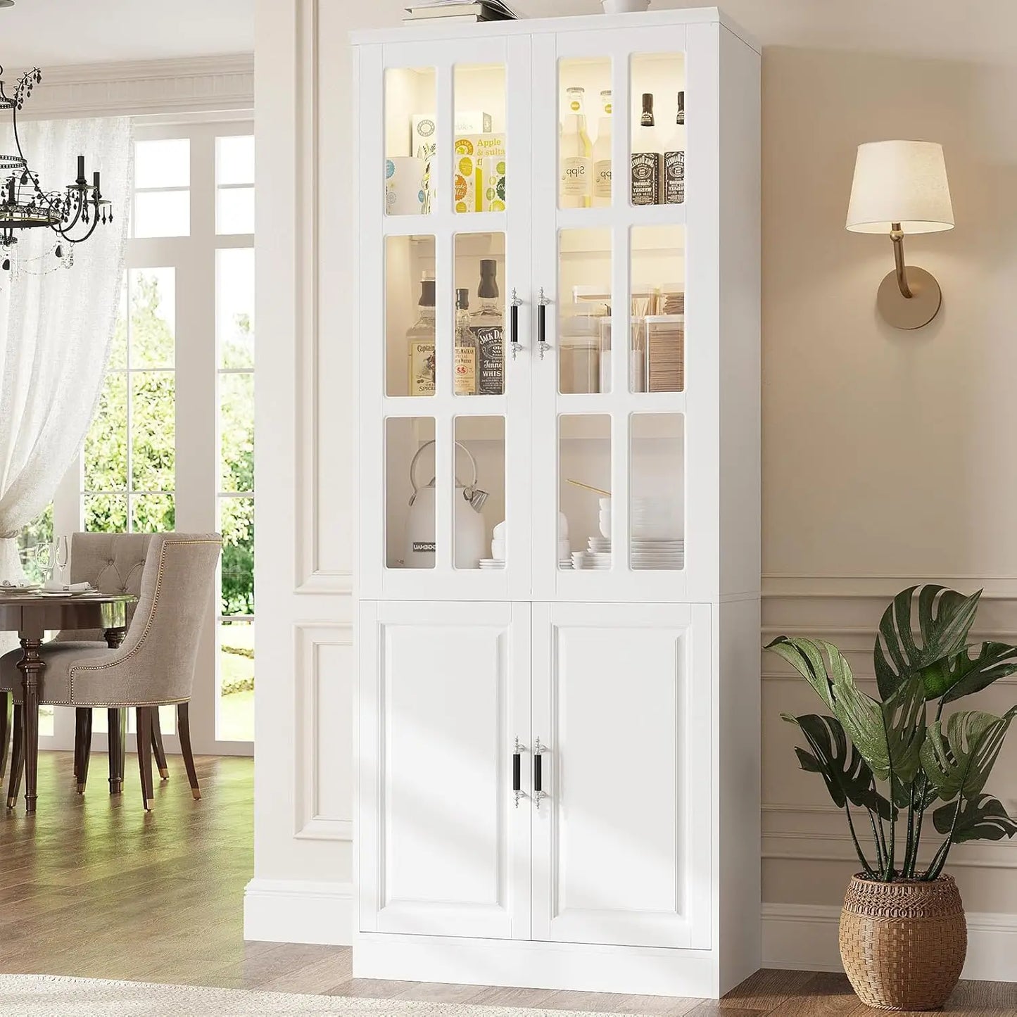 Guangbai Pantry Storage Cabinet With LED Lights