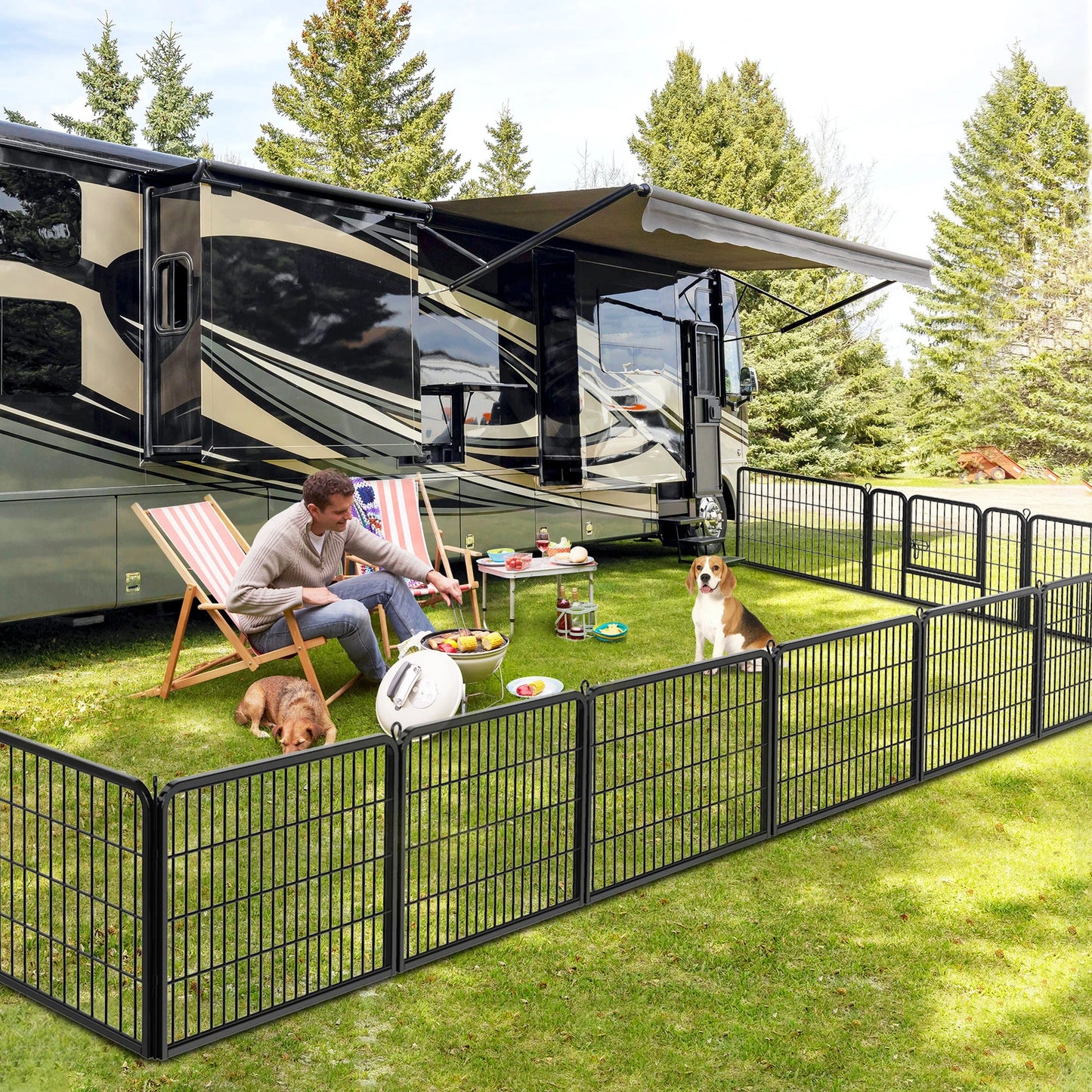 Foldable 16 Panel Metal Dog Playpen Outdoor Pet Fence