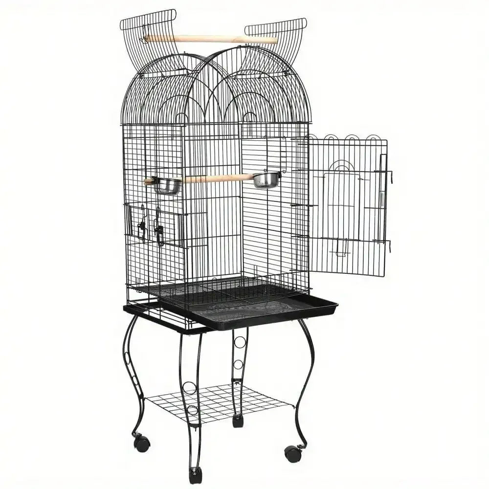NONECN Durable Steel Bird Cage With Rolling Stand For Parrots