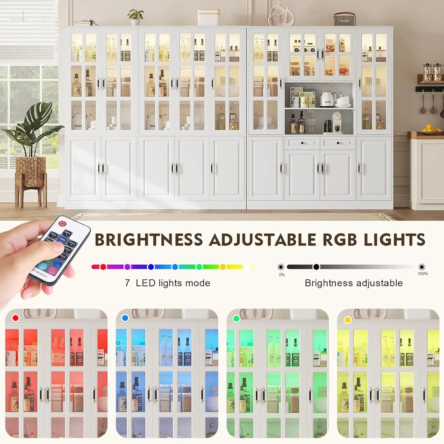 Guangbai Pantry Storage Cabinet With LED Lights