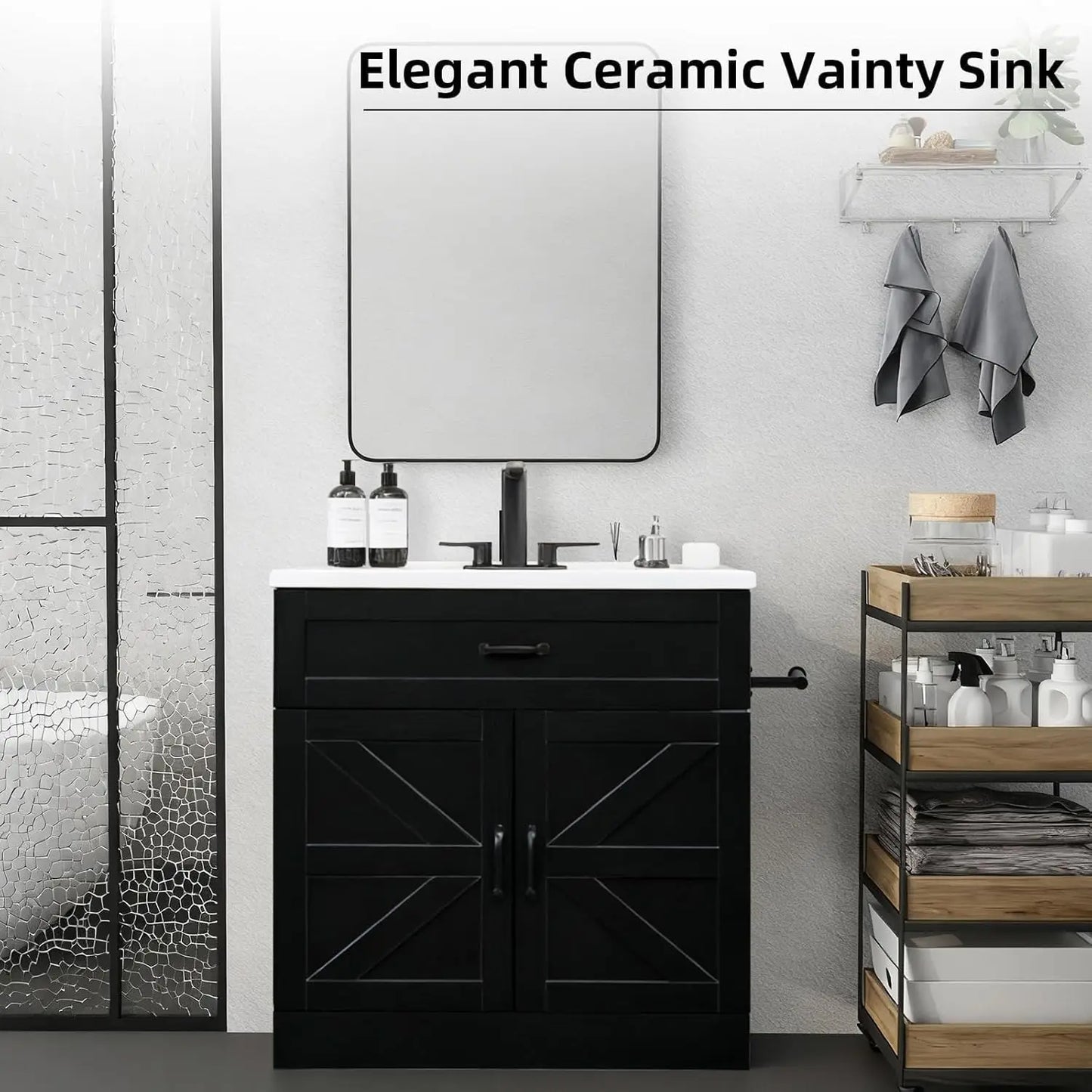 Farmhouse Bathroom Vanity With Sink And Barn Doors