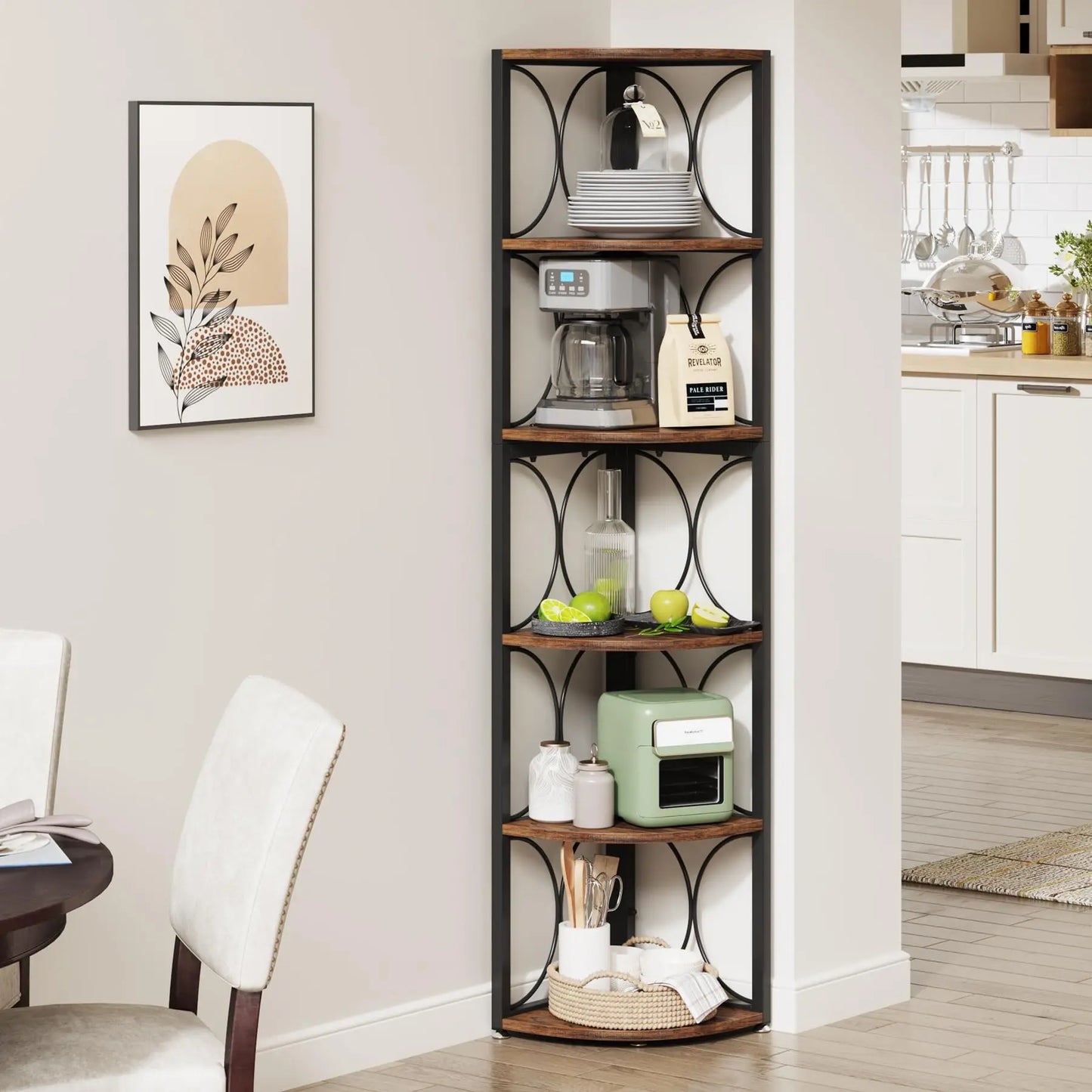 Tribesigns Six-Tier Tall Corner Shelf Bookcase Storage Unit