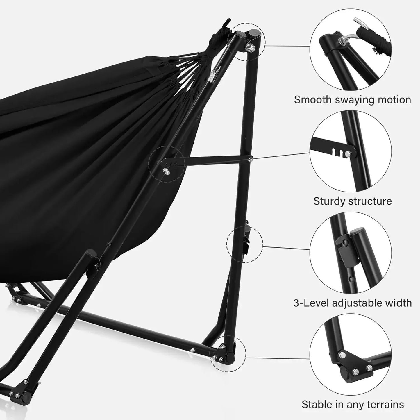 2 In 1 Hammock With Stand Multifunction Outdoor Swing Chair Portable Heavy Duty